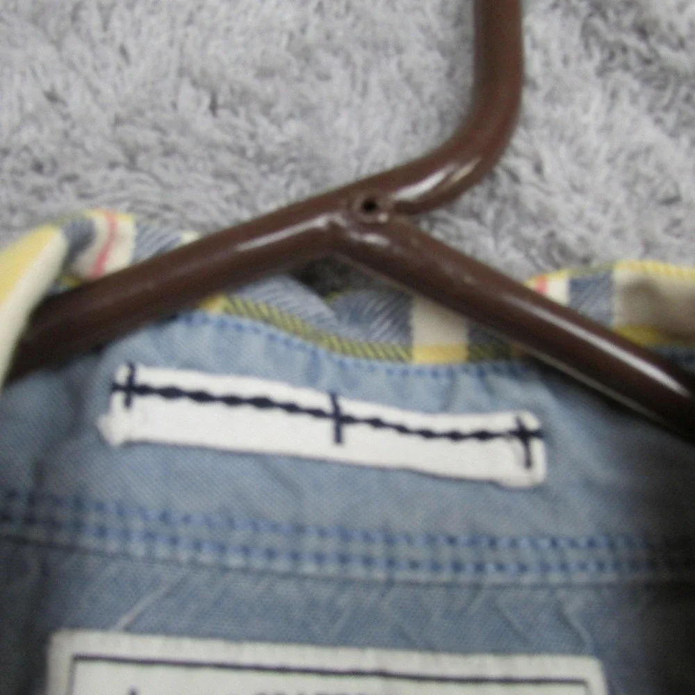 Nautica Shirt Mens Large Yellow Blue Plaid Button Down Long‎ Sleeve Pockets